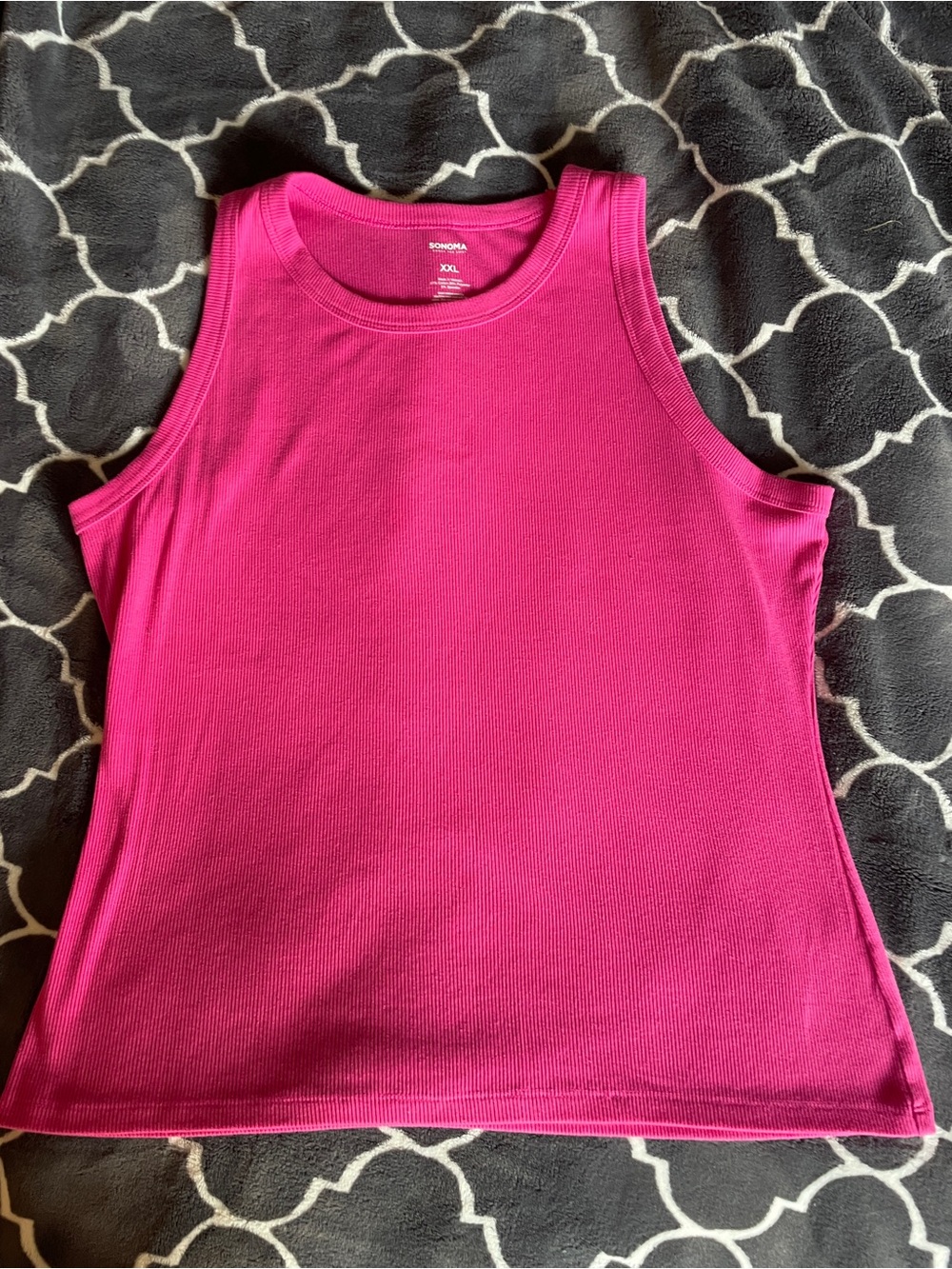 Sonoma Women's Hot Pink Ribbed Tank Top
